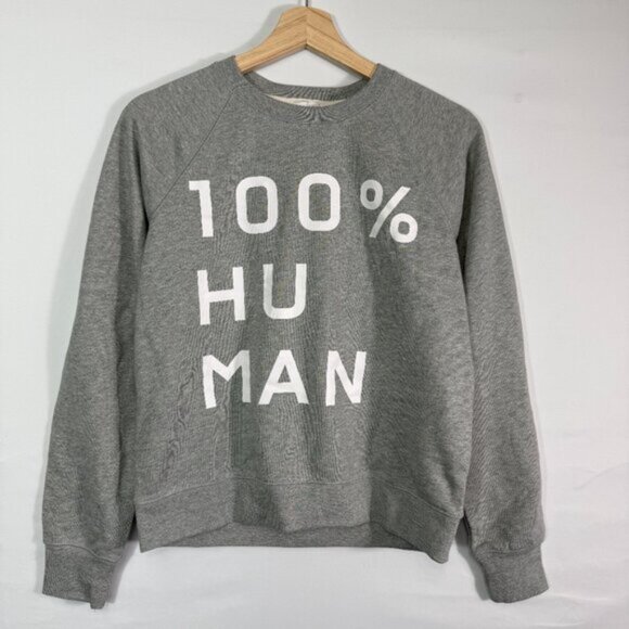 Everlane The 100% Human Unisex Cotton Typography Sweatshirt Grey S - Picture 2 of 5